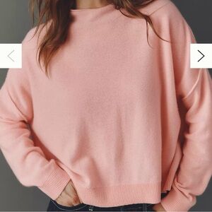 Anthropologie The Alani Cashmere Mock-Neck Sweater by Pilcro Coral Size L